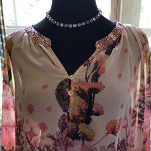 Sheer & Elegant Flowered Blouse